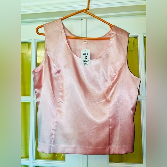 Elegant Black and Pink Women's Pantsuit (3 pieces. Size 18) - Picture 4 of 13